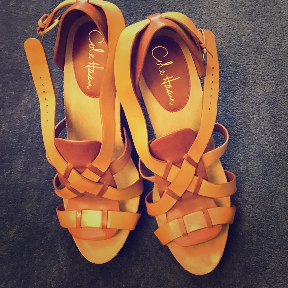 Cole Haan Orange and Tan Sandals